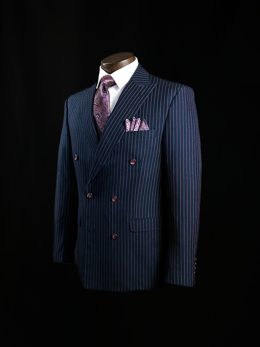 Navy/Red 2 Piece DB Pinstripe Suit