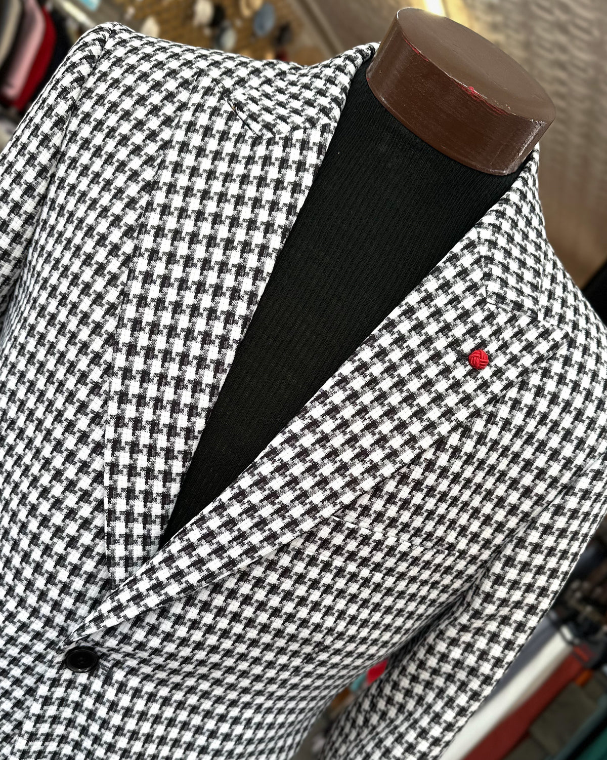 Houndstooth Blazer - Black