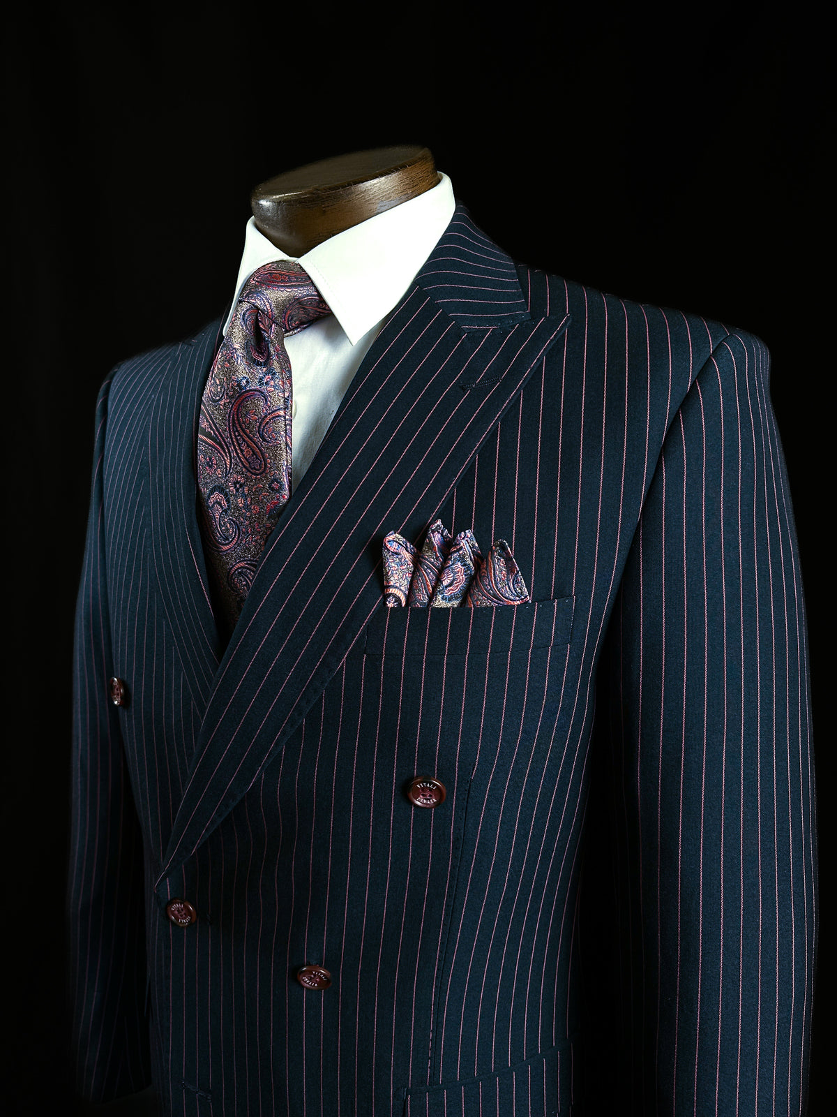 Navy/Red 2 Piece DB Pinstripe Suit