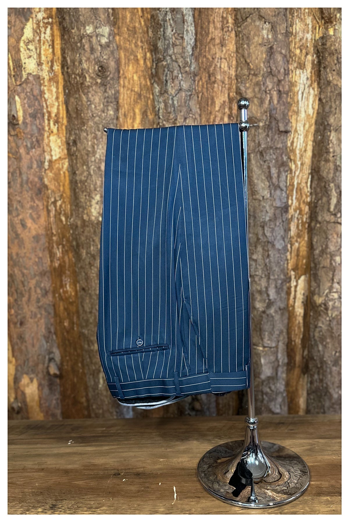 Double Breasted Suit - Navy Blue Pinstripe