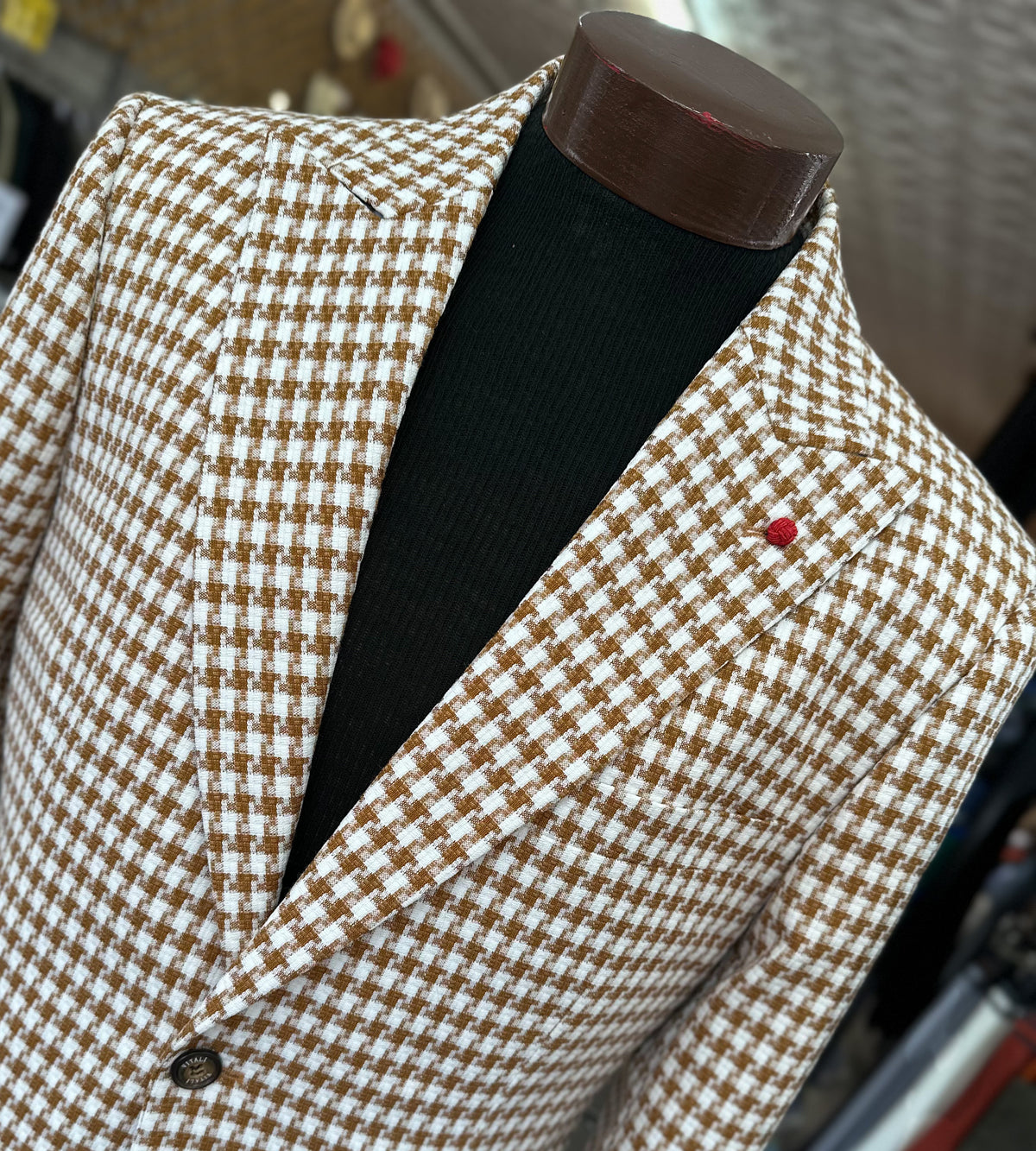Houndstooth Blazer - Tan