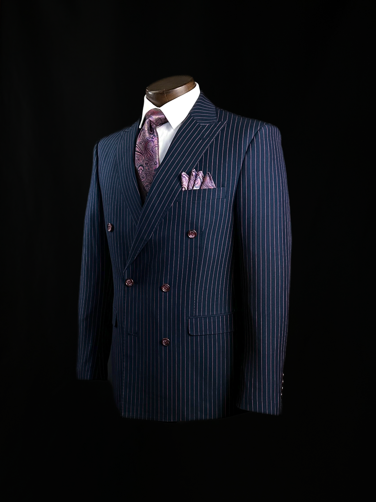 Navy/Red 2 Piece DB Pinstripe Suit