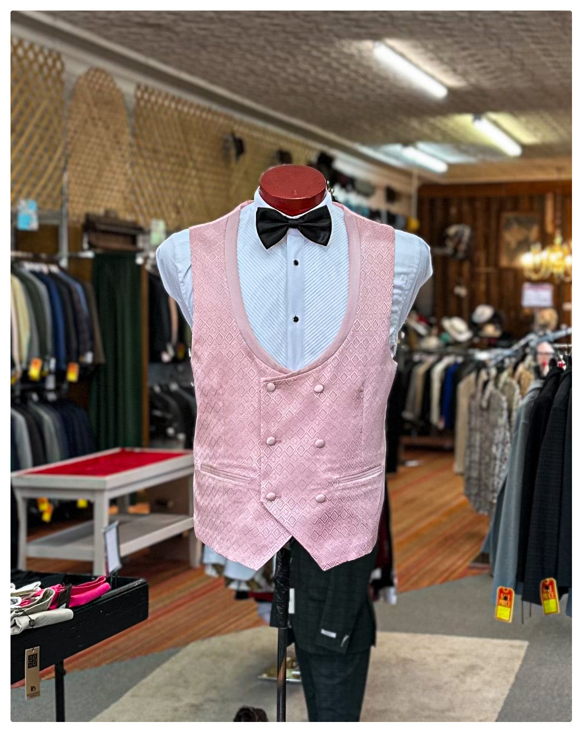 Diamond Printed 3 Piece Tuxedo - Pink