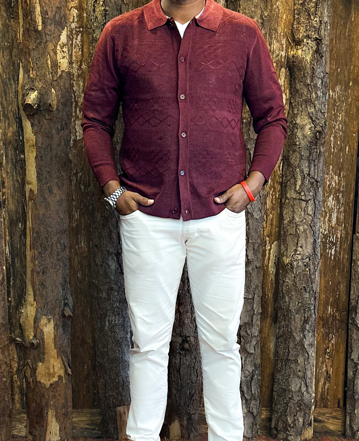 Knitted Cardigan - Burgundy