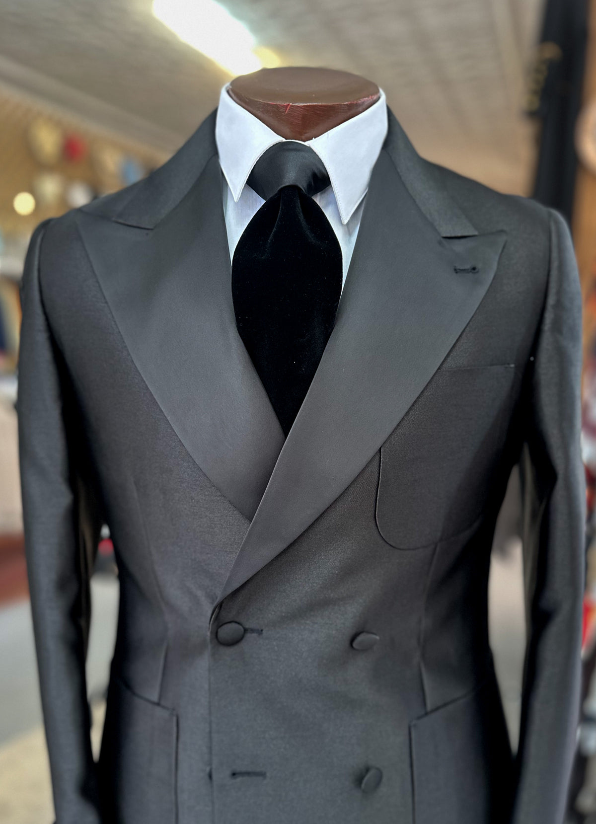Flared Leg Tuxedo - Black Double Breast