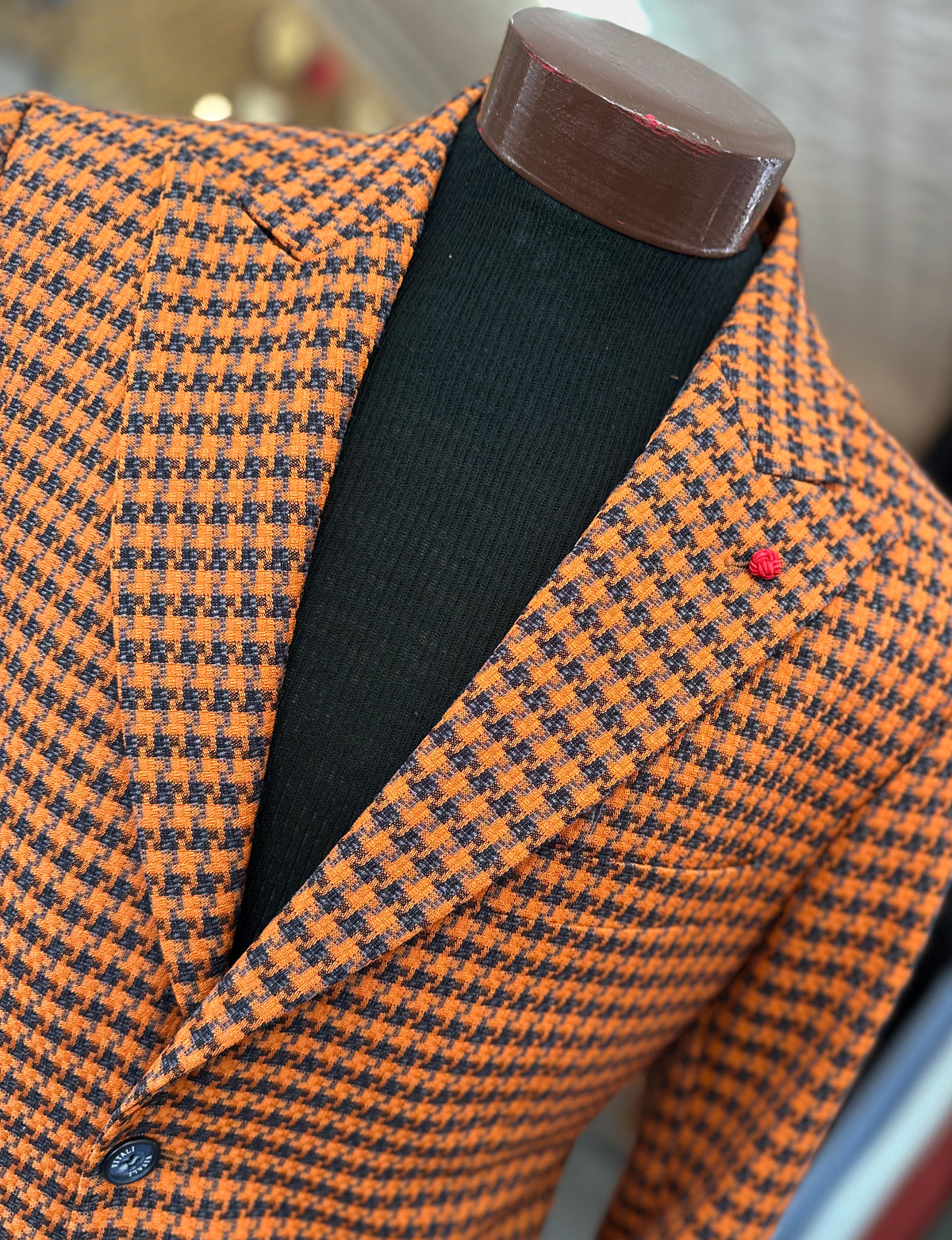 Houndstooth Blazer - Rust