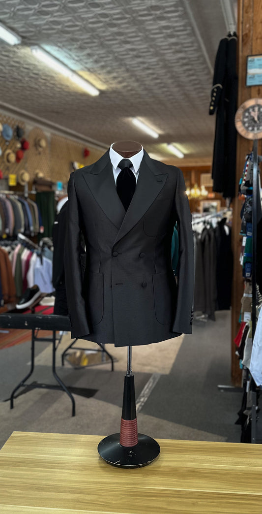 Flared Leg Tuxedo - Black Double Breast