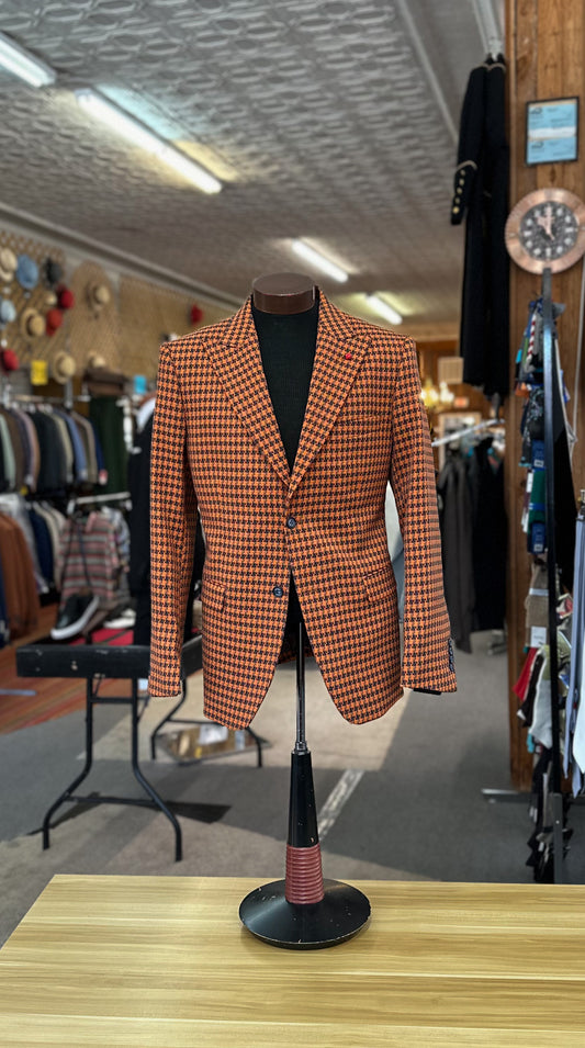 Houndstooth Blazer - Rust