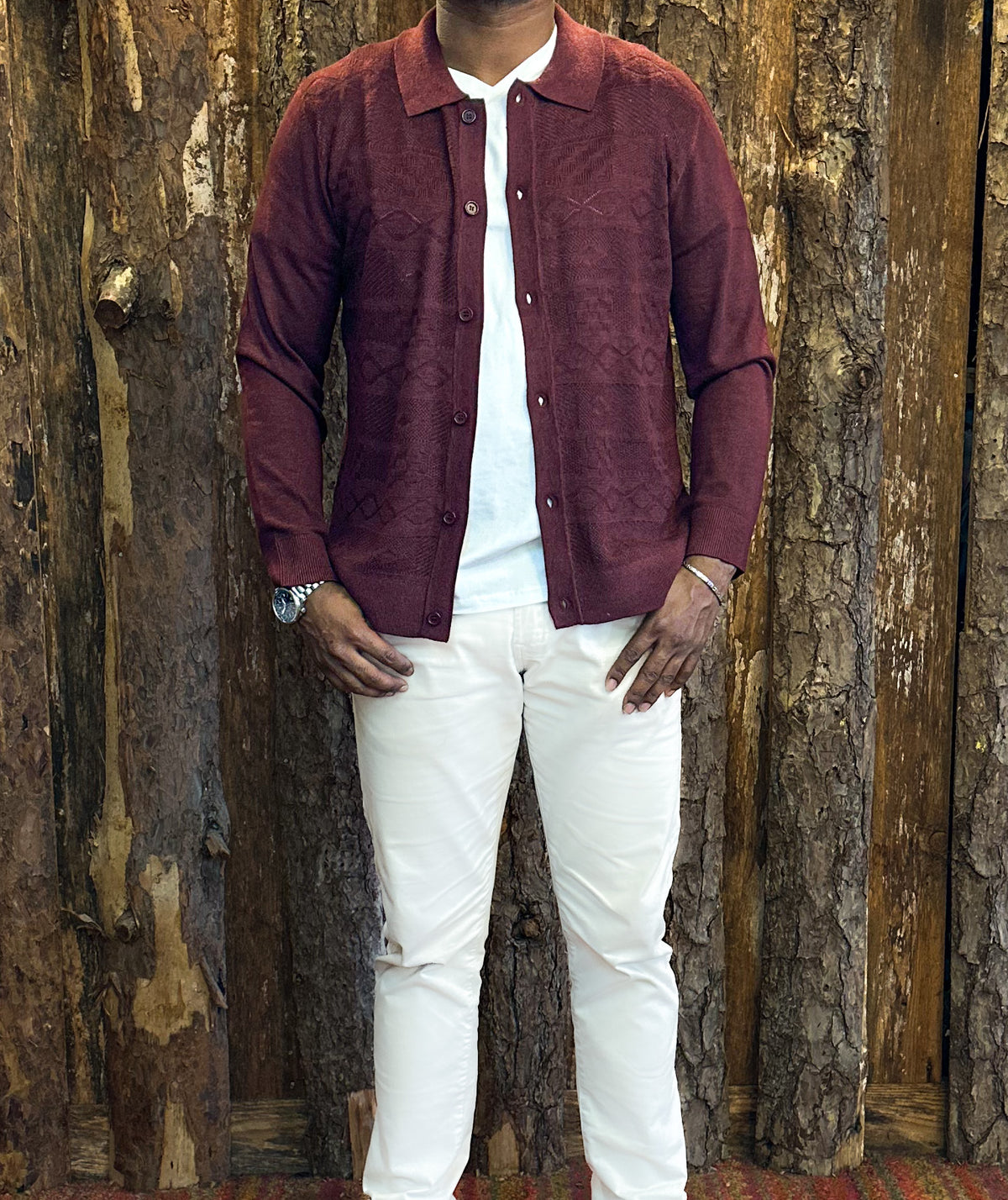 Knitted Cardigan - Burgundy