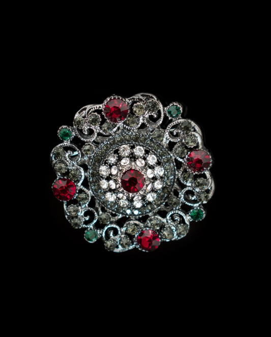 Regal Brooch - Burgundy/Green