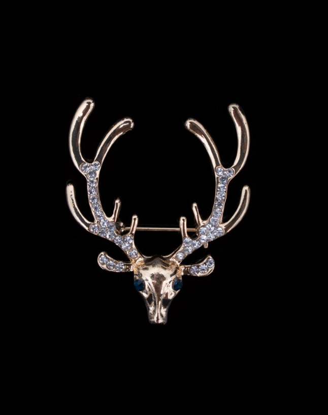 Deer Head Lapel Pin - Gold