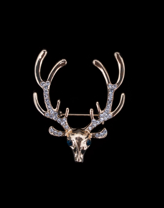 Deer Head Lapel Pin - Gold